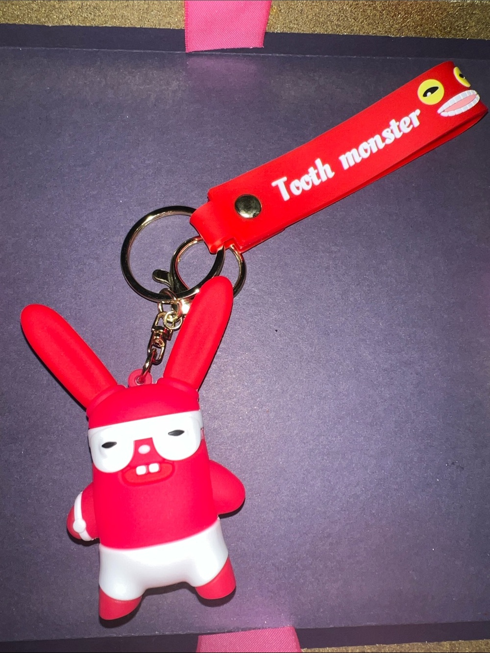 Tooth Monster Red Bunny Keychain - Picture 1 of 1